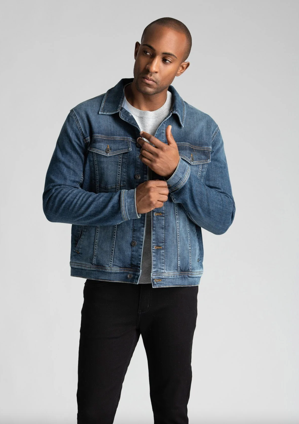 Mens stretch jean jacket hotsell